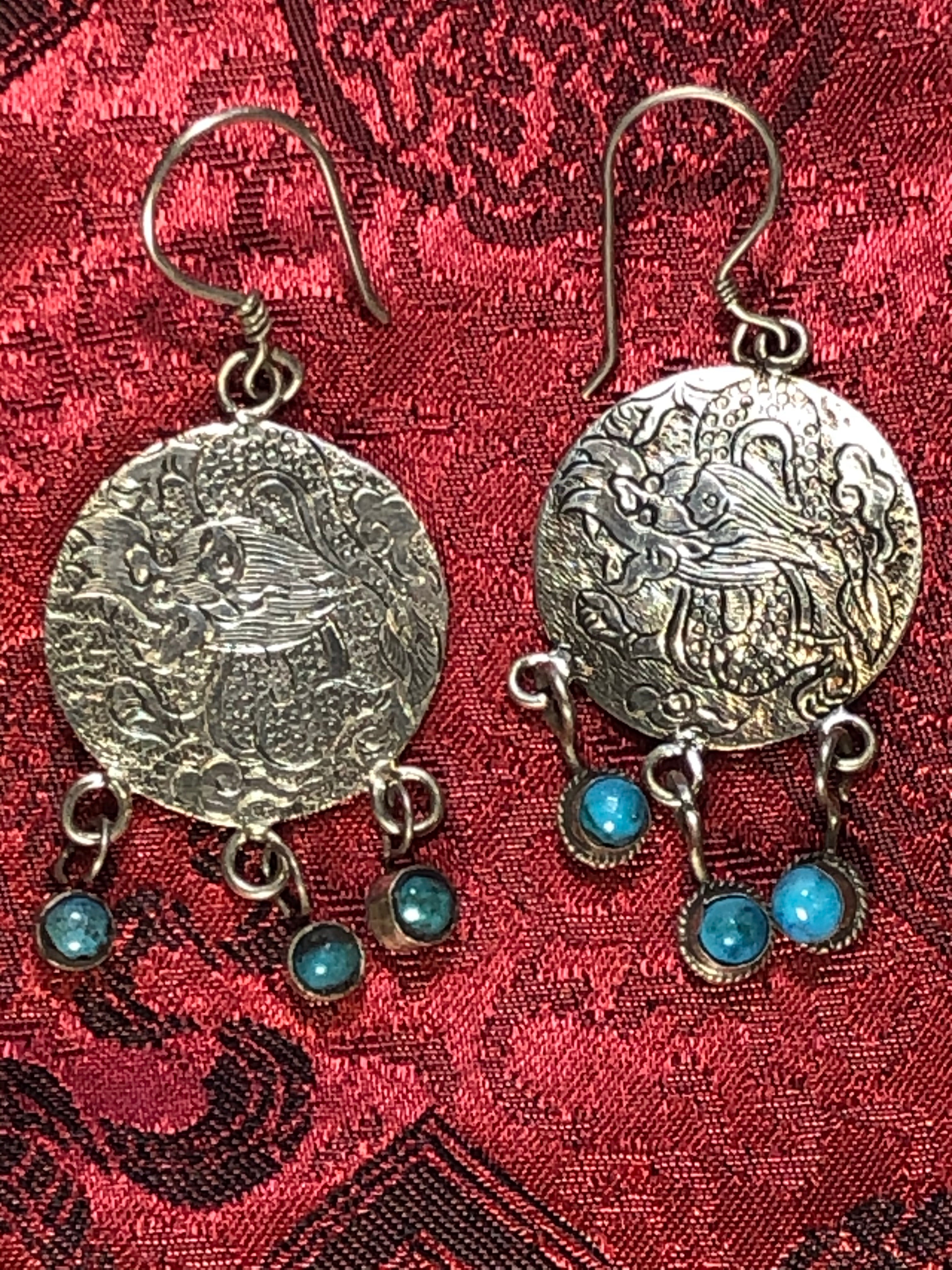 Dragon Turquoise Silver Earrings(TGSE 51)