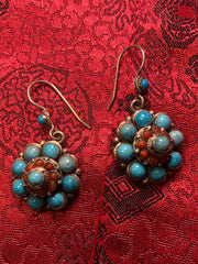 Silver Turquoise/Coral Earrings(TGSE 19)