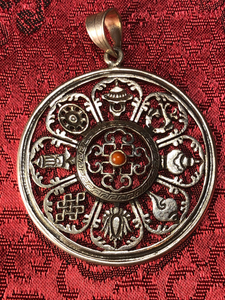 8 Auspicious Symbol Silver Pendant(TGSP 75)