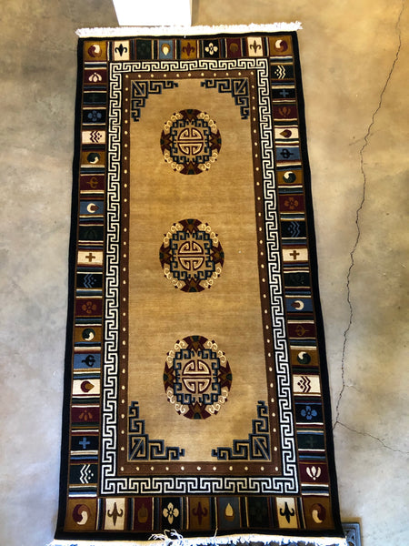 Tibetan 3 Medallion Rug 3'x 6' ( TGR 029 )