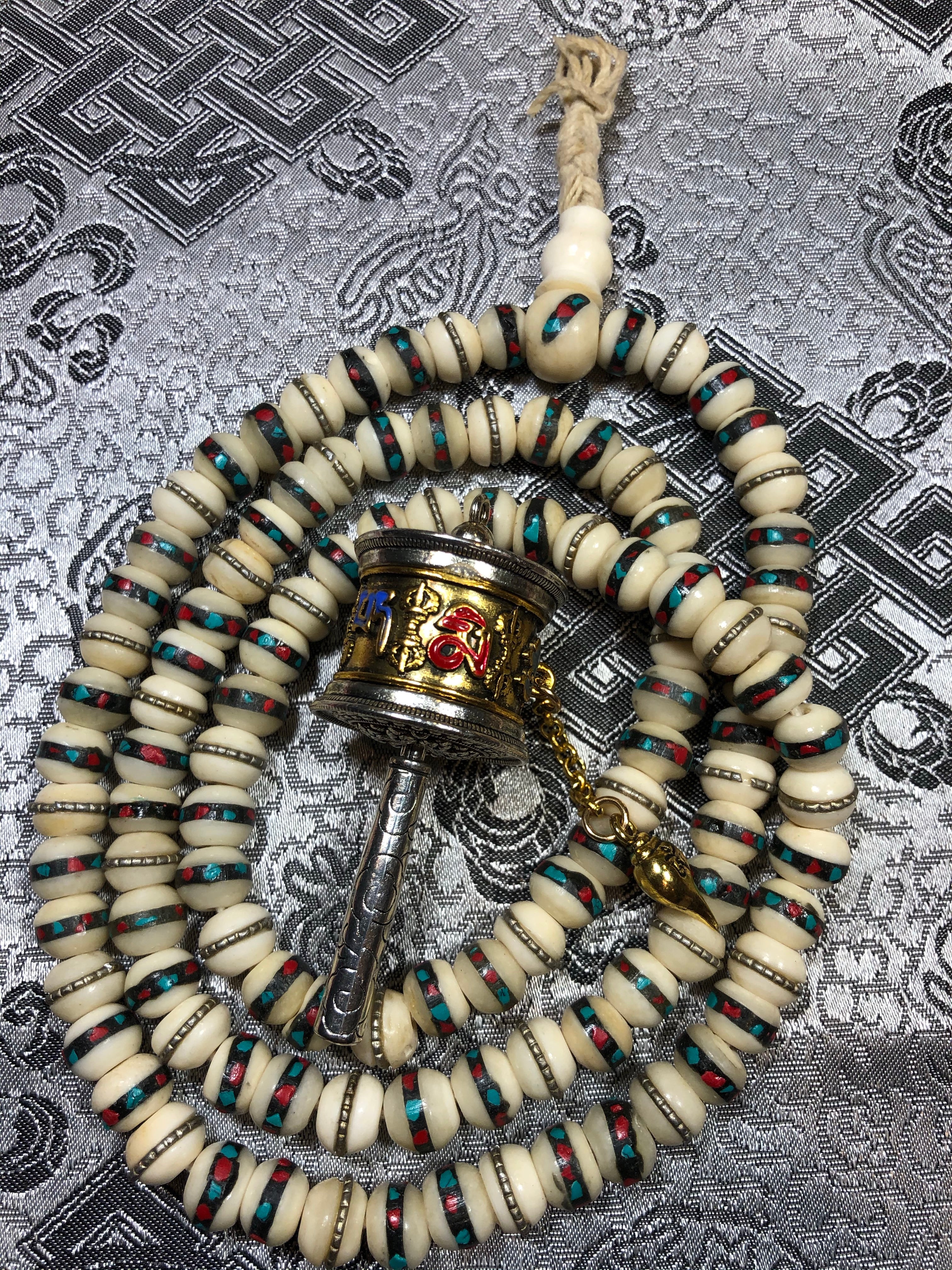 Bone inlay white Mala/Prayer Beads(TGMA 57)