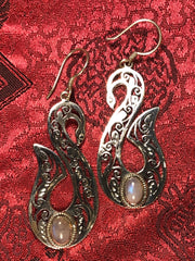 Swan Moonstone Silver Earrings(TGSE 70)