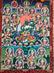 Green Tara with Twenty-One Taras Thangka (TGTH 90)