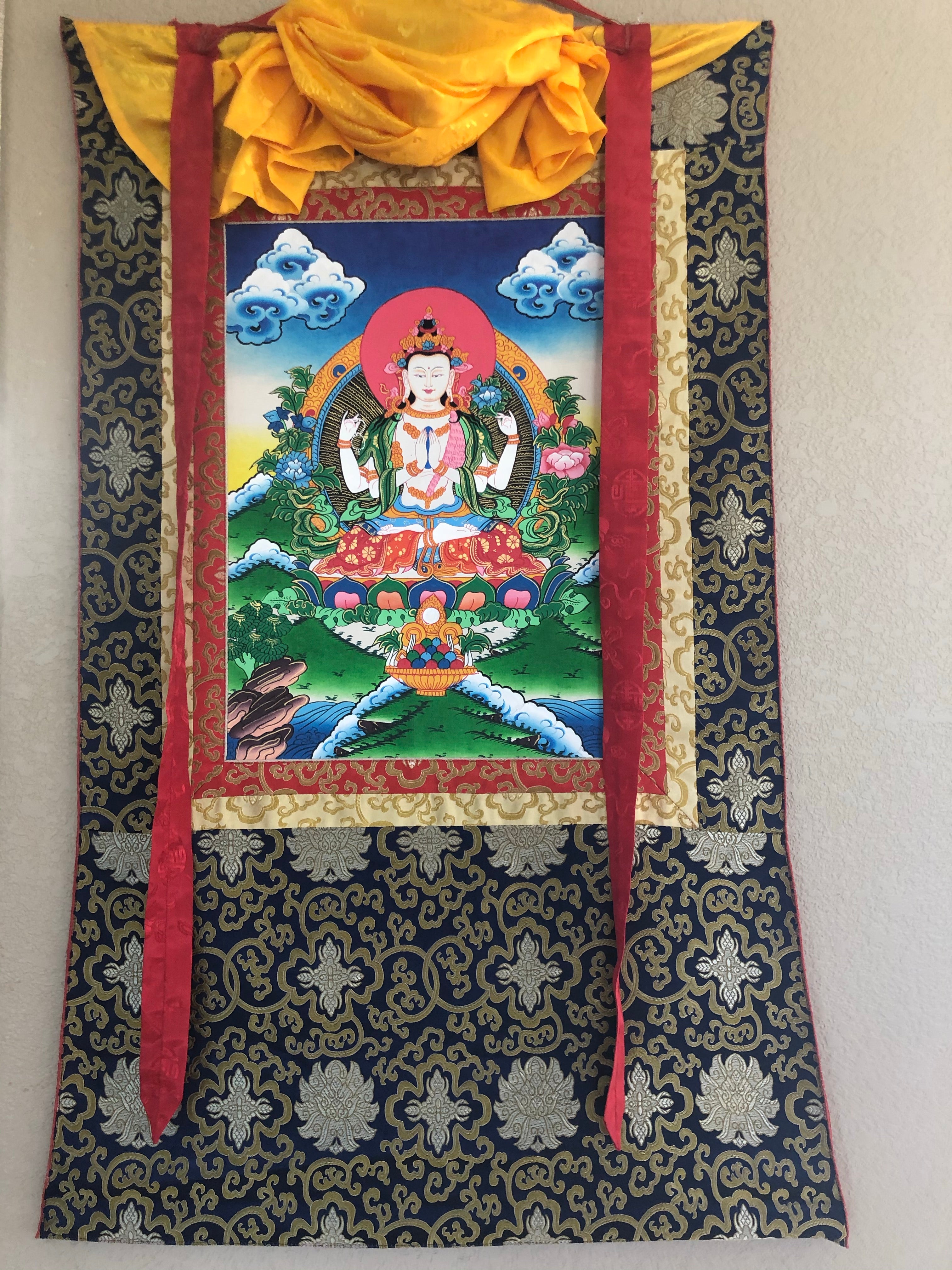 4 Armed Chenrezig (Avalokitesvara) Thangka (TGTH 66)