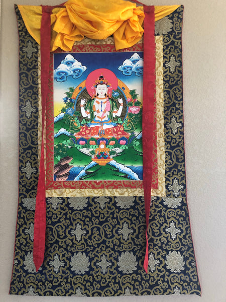 4 Armed Chenrezig (Avalokitesvara) Thangka (TGTH 66)