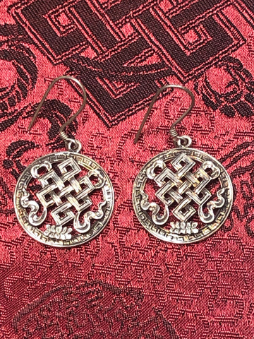 Tibetan Knott Silver Earrings(TGSE 106)