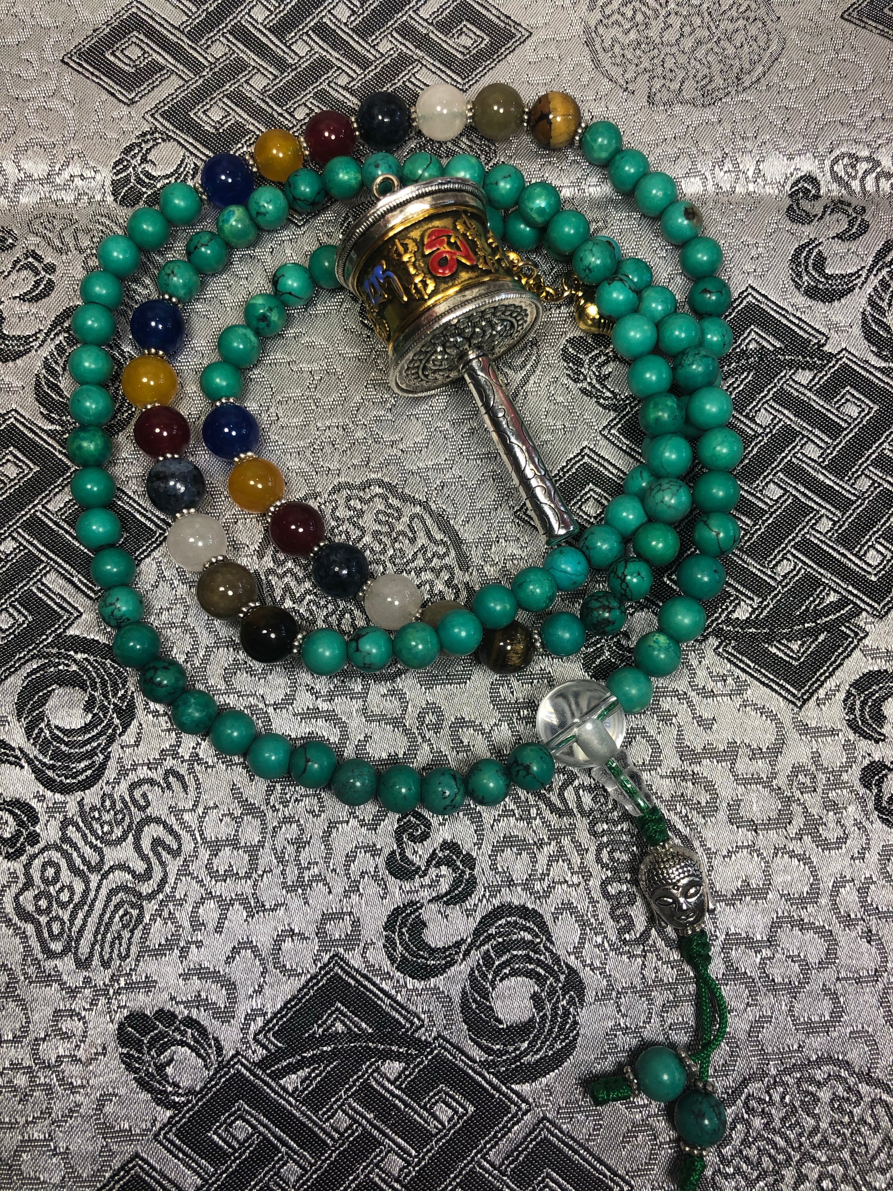 Turquoise 7 Chakra Mala/ Prayer Beads (TGMA 20 )
