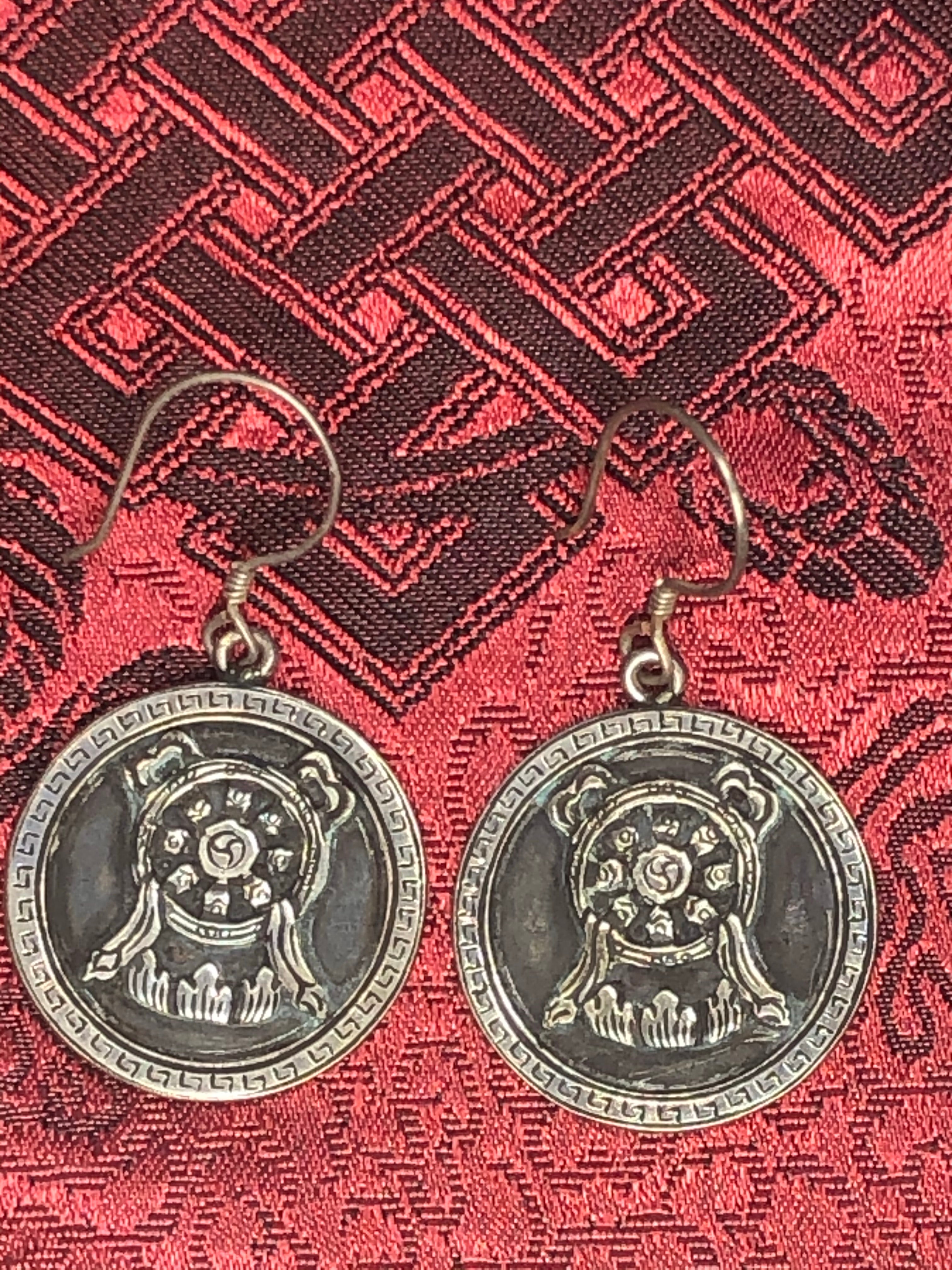Dharma Wheel Silver Earrings(TGSE 107)