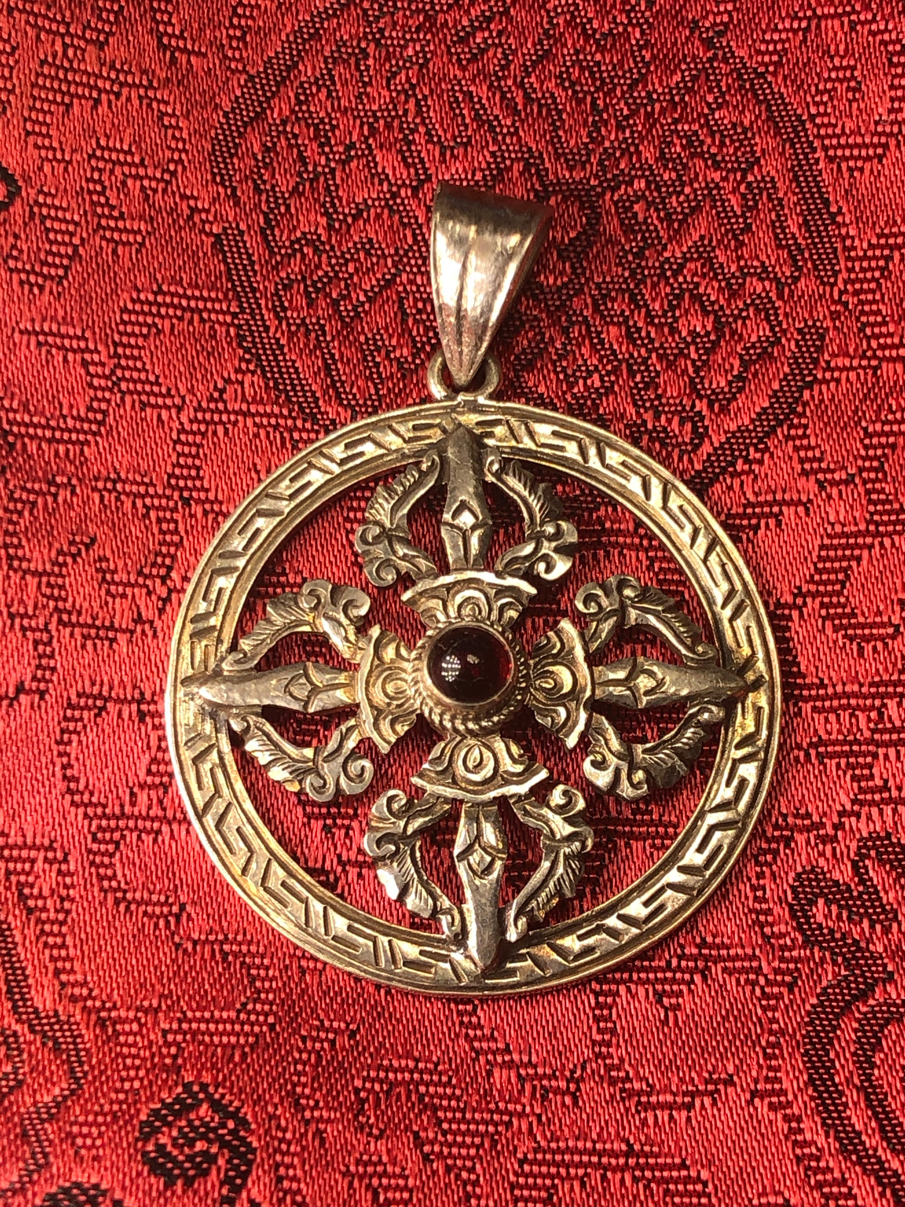 Silver Double Vajra/Dorje Pendant(TGSP 55)
