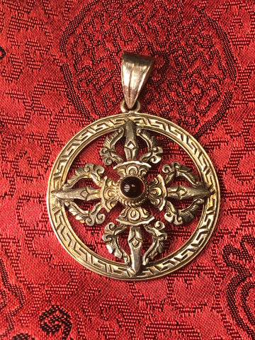 Silver Double Vajra/Dorje Pendant(TGSP 55)