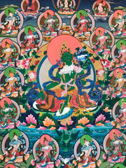 Green Tara with Twenty-One Taras Thangka (TGTH 90)