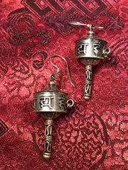 Silver Prayer Wheel Earrings(TGSE 15)