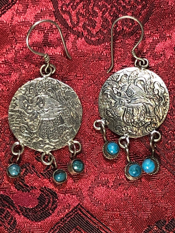 Dragon Turquoise Silver Earrings(TGSE 51)