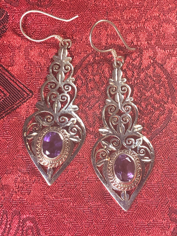 Silver Amethyst Earrings(TGSE 29)