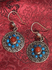 Turquoise Coral Silver Earrings(TGSE 85)