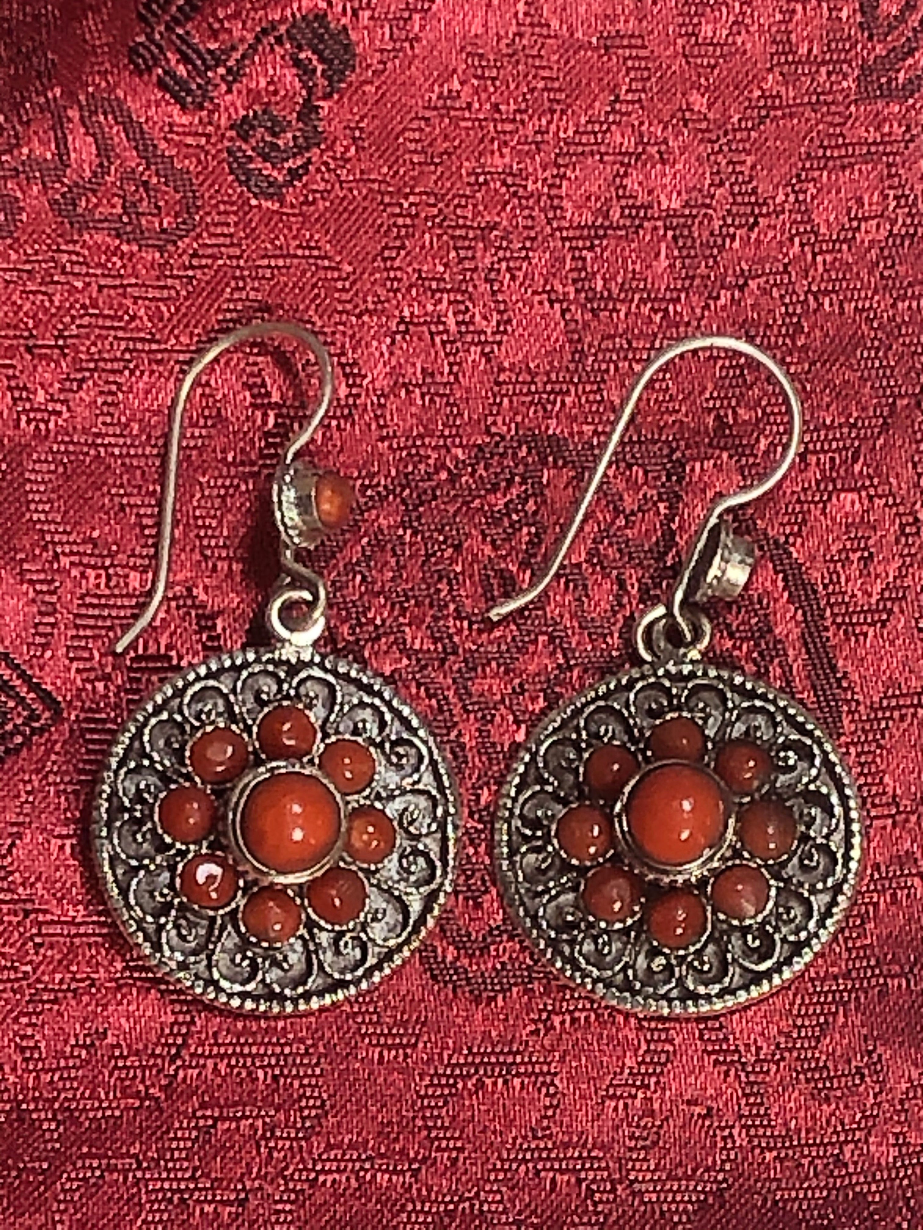 Coral Silver Earrings(TGSE 82)