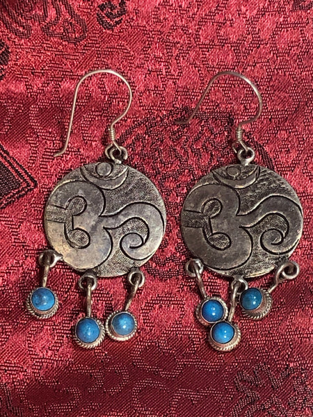 OM Turquoise Silver Earrings(TGSE 87)