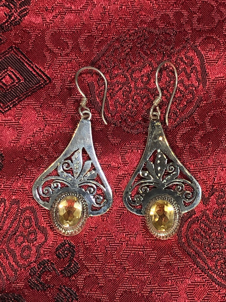 Silver Citrine Earrings(TGSE 47)
