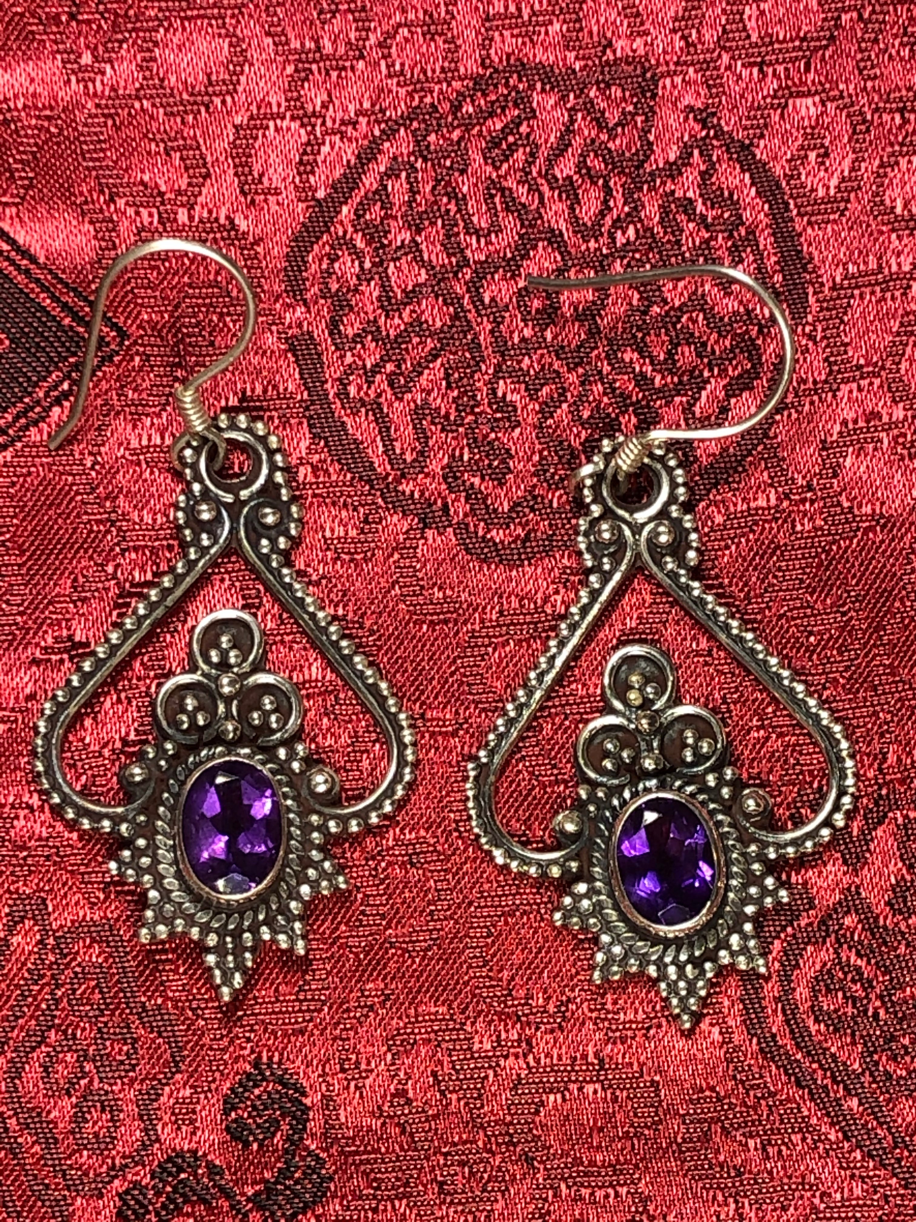 Amethyst Silver Earrings(TGSE 75)