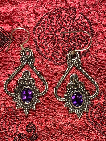 Amethyst Silver Earrings(TGSE 75)