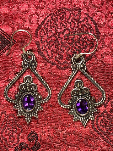 Amethyst Silver Earrings(TGSE 75)