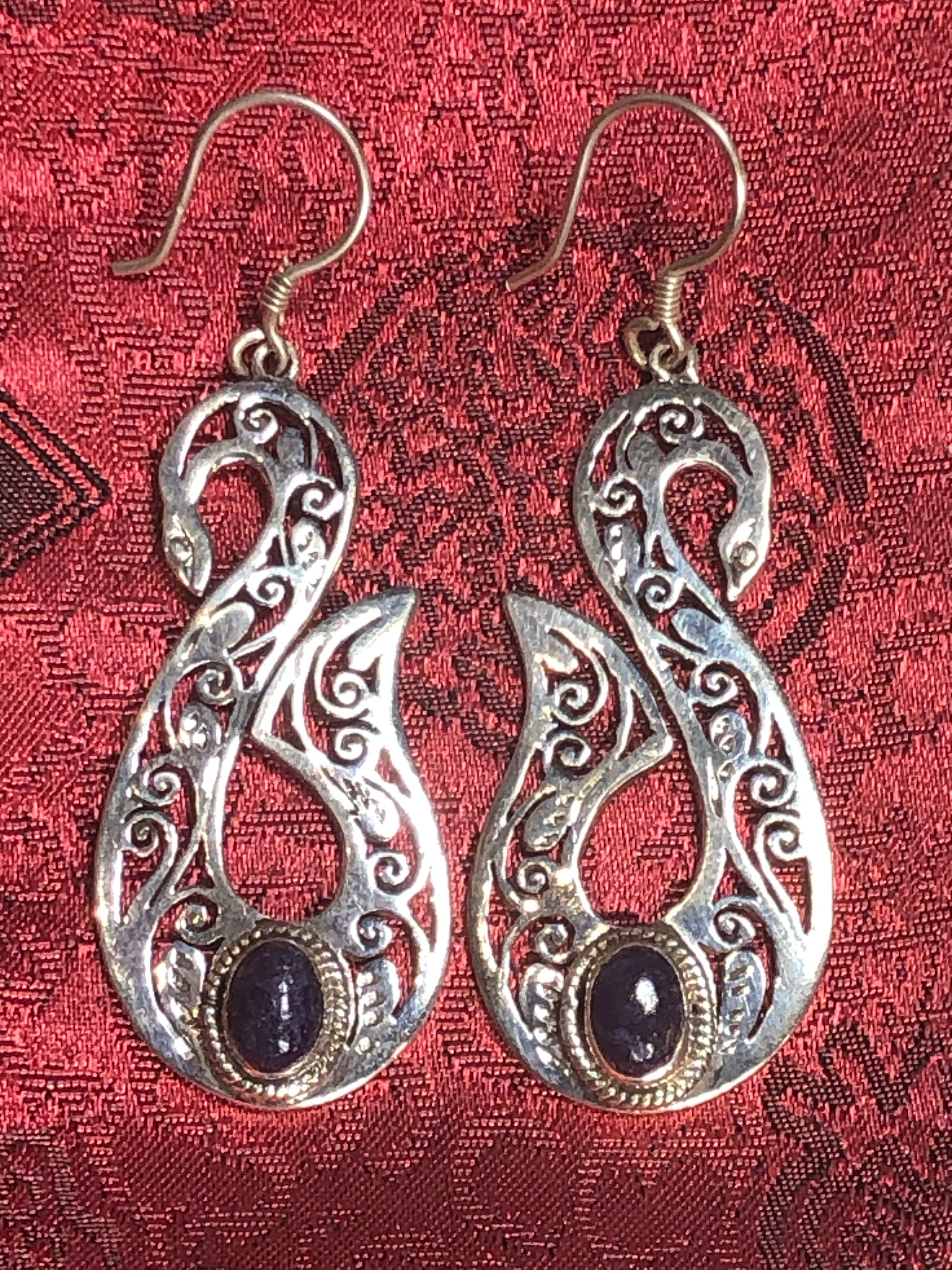 Swan Lapis Silver Earrings(TGSE 84)
