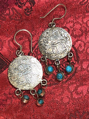 Dragon Turquoise Silver Earrings(TGSE 51)