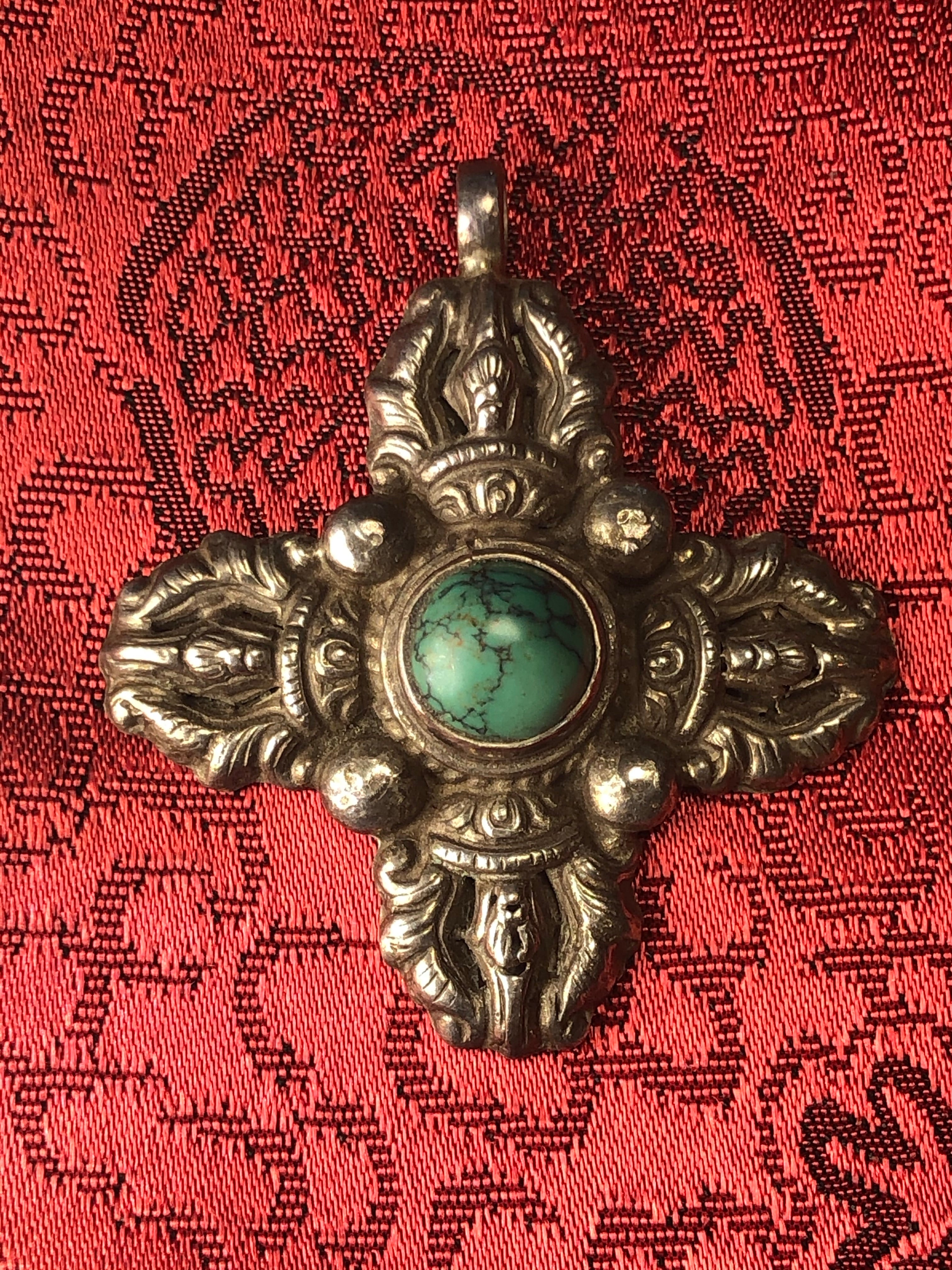 Silver Double Vajra/Dorje Pendant(TGSP 56)