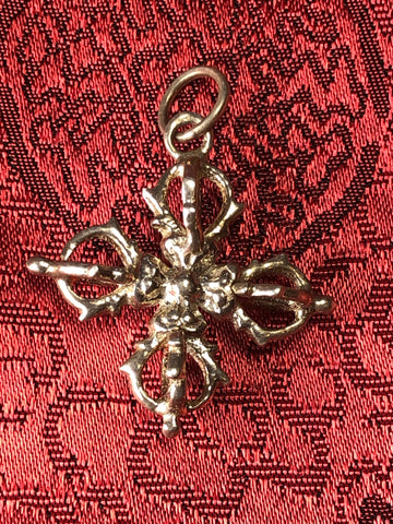 Silver Double Vajra/Dorje Pendant(TGSP 49)