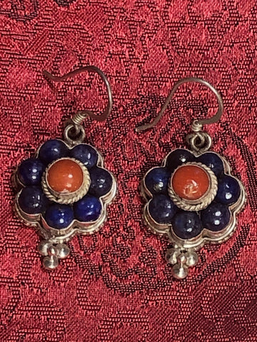 Lapis Coral Silver Earrings(TGSE 81)