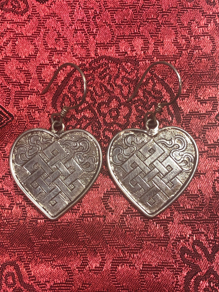 Heart Endless Knott Silver Earrings(TGSE 39)
