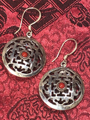 Coral Mandala Silver Earrings(TGSE 98)