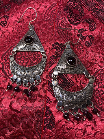 Silver Garnet Earrings(TGSE 16)