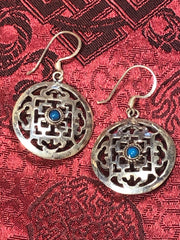 Mandala Turquoise Silver Earrings(TGSE 100)