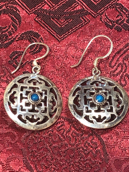 Mandala Turquoise Silver Earrings(TGSE 100)