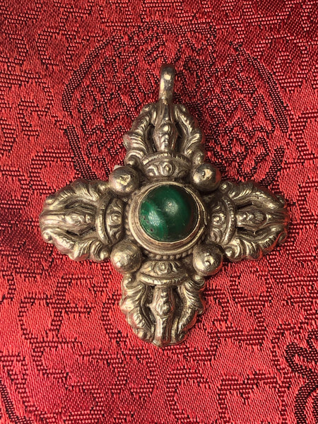 Silver Double Vajra/Dorje Pendant(TGSP 57)