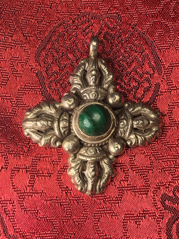 Silver Double Vajra/Dorje Pendant(TGSP 57)