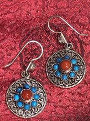 Turquoise Coral Silver Earrings(TGSE 85)