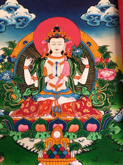 4 Armed Chenrezig (Avalokitesvara) Thangka (TGTH 66)