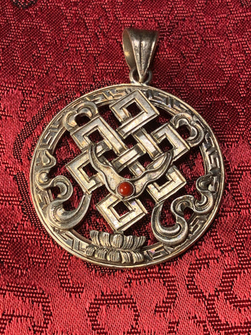 Tibetan Endless Knott Silver Pendant(TGSP 73)