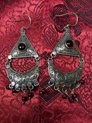Silver Garnet Earrings(TGSE 16)