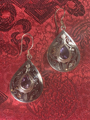 Amethyst Silver Earrings(TGSE 31)