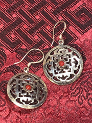 Coral Mandala Silver Earrings(TGSE 98)
