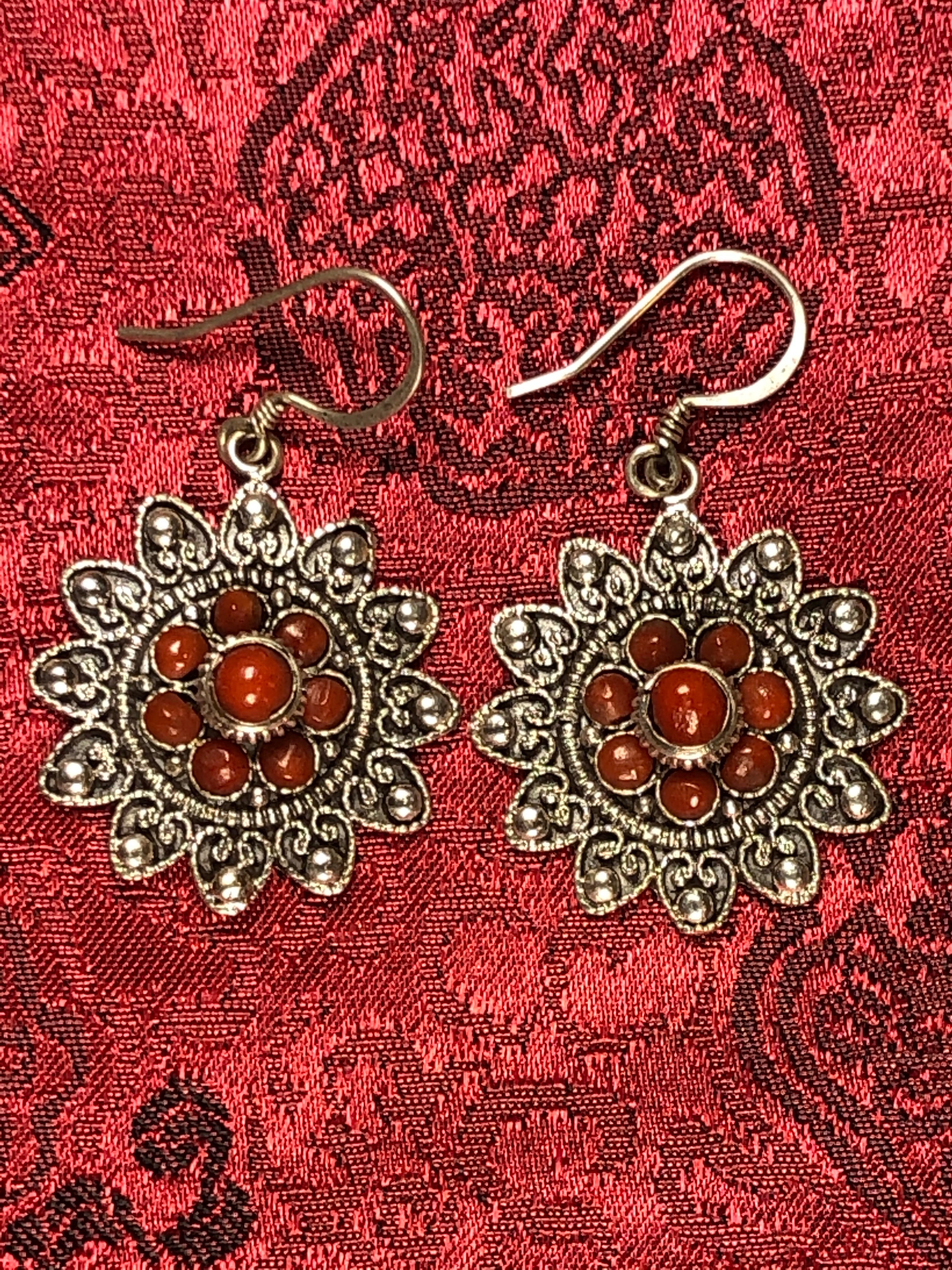 Silver Coral Earrings(TGSE 73)