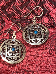 Mandala Turquoise Silver Earrings(TGSE 100)