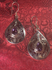 Amethyst Silver Earrings(TGSE 31)