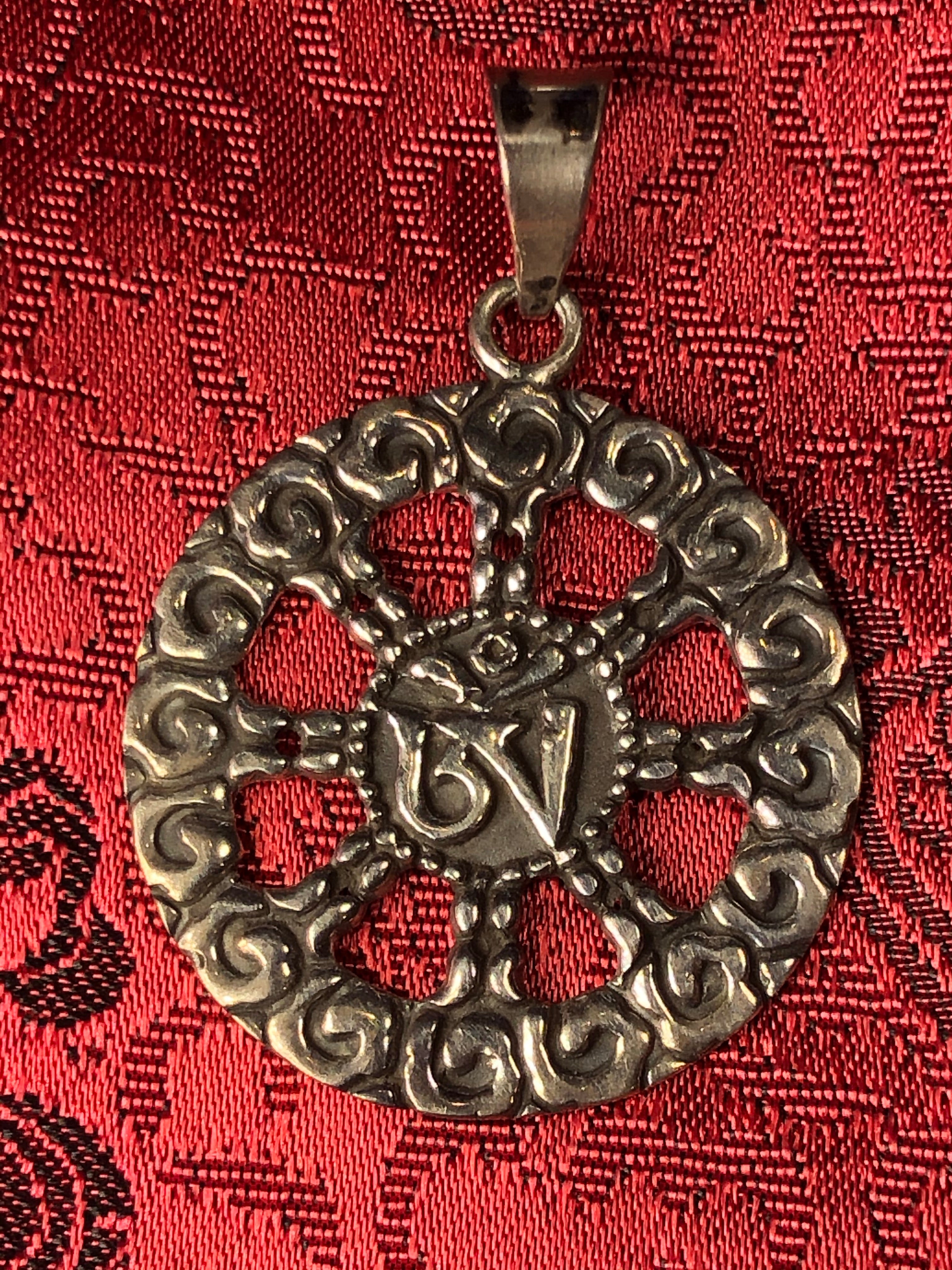 Dharma Wheel Om Silver Pendant(TGSP 63)