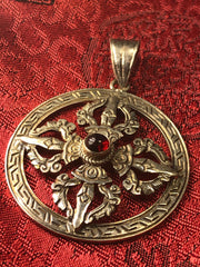 Silver Double Vajra/Dorje Pendant(TGSP 55)