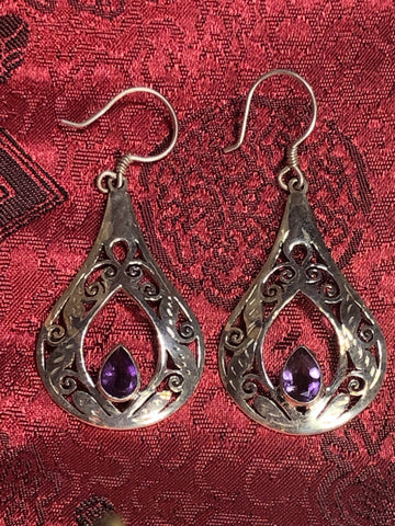Silver Amethyst Earrings (TGSE 86)