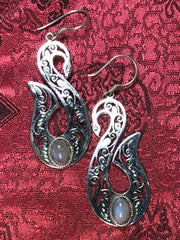 Swan Moonstone Silver Earrings(TGSE 70)